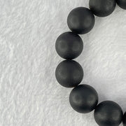 Natural Dark Matt Black Amber Beads Bracelet 天然大黑天翁琥珀手链 33.66g 20cm 16.4mm 14 Beads - Huangs Jadeite and Jewelry Pte Ltd