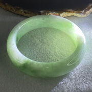 Type A Light Green Faint Lavender with Emerald Green Patches Jadeite Bangle 72.91g Inner Diameter 56.9mm 15.1 by 9.3mm (Very Slight Internal Lines) - Huangs Jadeite and Jewelry Pte Ltd