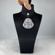 Natural Type A Lavender with Green Spots Jadeite Milo Laughing Buddha Pendant 45.90g 42.3 by 42.9 by 15.8mm - Huangs Jadeite and Jewelry Pte Ltd