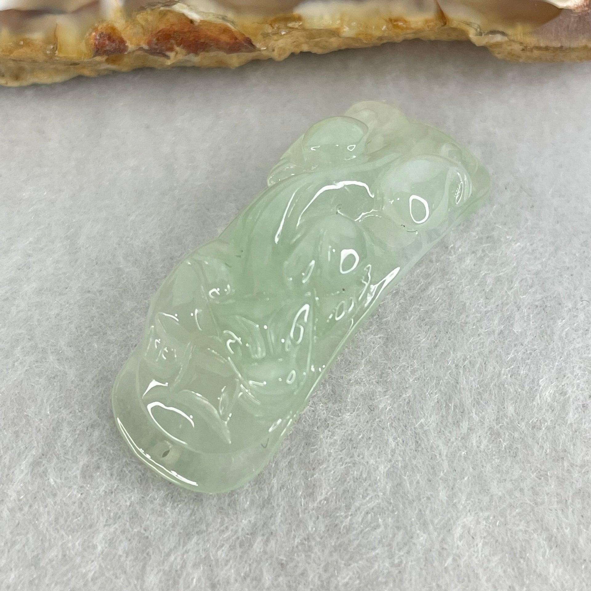 Type A Light Green Light Lavender Jadeite Pixiu Pendant or Shou Pai for Bracelet 6.15g 37.3 by 12.8 by 6.4mm - Huangs Jadeite and Jewelry Pte Ltd