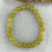 High Grade Natural Type A Intense Yellow Jadeite  Beads Bracelet 18.28g 15cm 7.8mm 24 Beads - Huangs Jadeite and Jewelry Pte Ltd