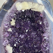 Natural Brazil Amethyst Cave with White Calcite 7.00kg with Wooden Stand 240.0 x 185.0 x 344.0mm - Huangs Jadeite and Jewelry Pte Ltd