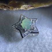 Type A Semi Icy Blueish Green Cabochon Jadeite in S925 Sliver Star with Crystal Charm 2.41g 7.8 by 6.9 by 3.5mm - Huangs Jadeite and Jewelry Pte Ltd