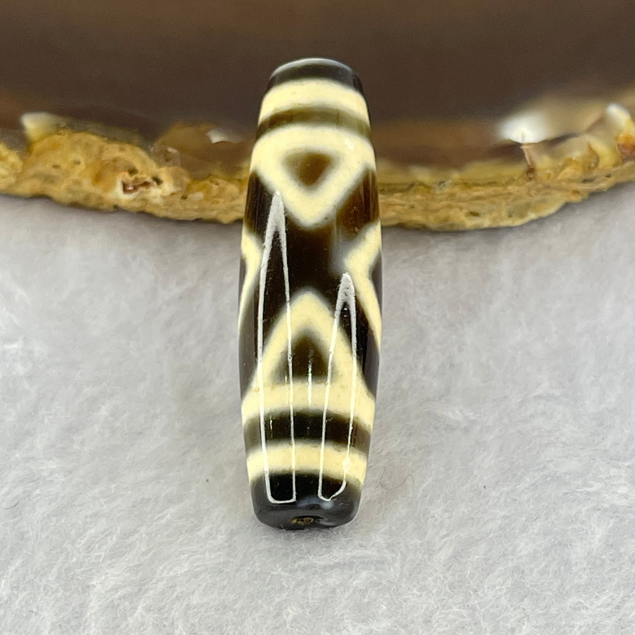 Natural Powerful Tibetan Old Oily Agate 2-Eye Vajra Dzi Bead Heavenly Master (Tian Zhu) 二眼天珠 7.81g 38.4 by 11.5mm - Huangs Jadeite and Jewelry Pte Ltd