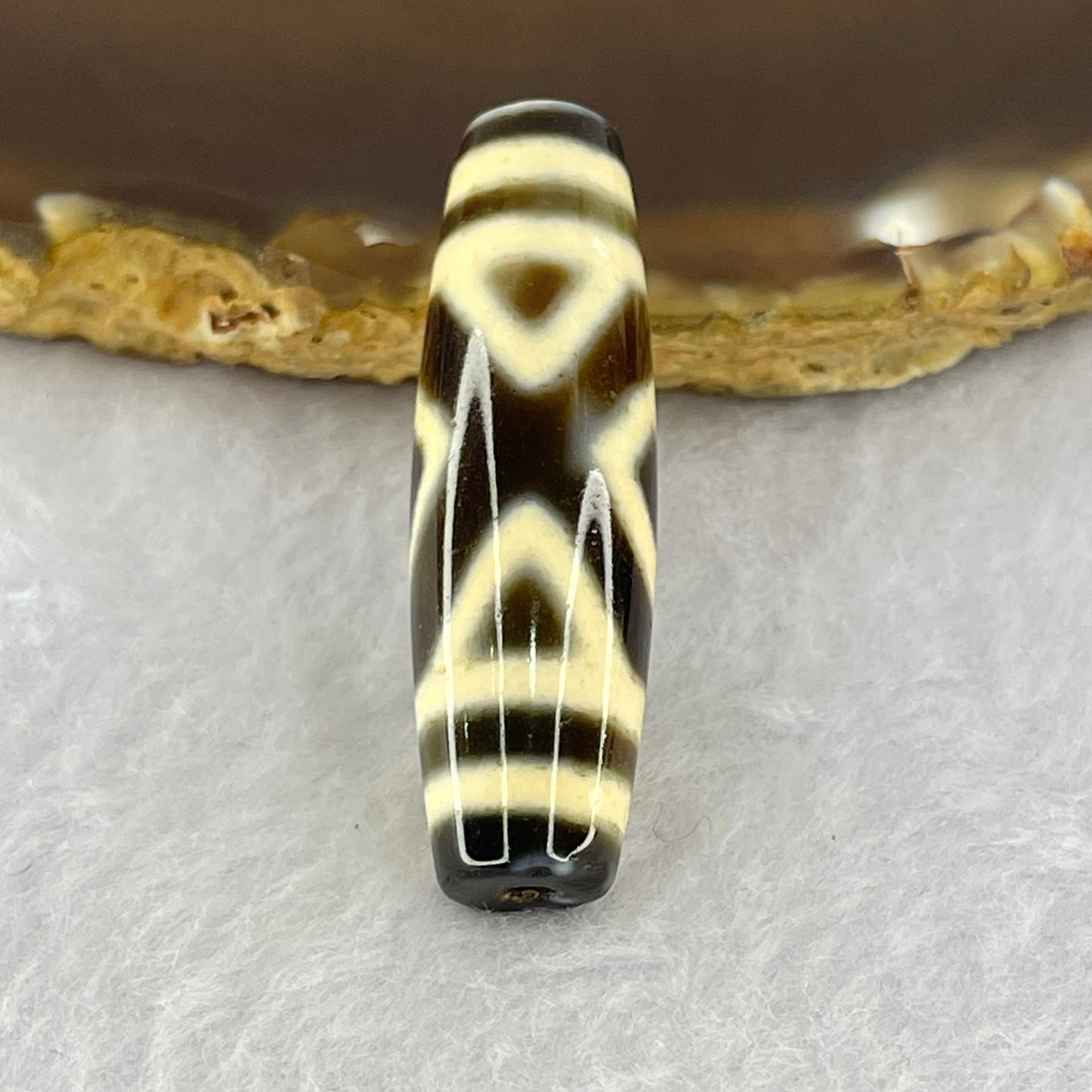 Natural Powerful Tibetan Old Oily Agate 2-Eye Vajra Dzi Bead Heavenly Master (Tian Zhu) 二眼天珠 7.81g 38.4 by 11.5mm - Huangs Jadeite and Jewelry Pte Ltd