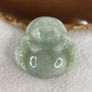 Natural Type A Green Jadeite Milo Laughing Buddha Pendant 47.59g 46.1 by 48.7 by 14.6mm - Huangs Jadeite and Jewelry Pte Ltd