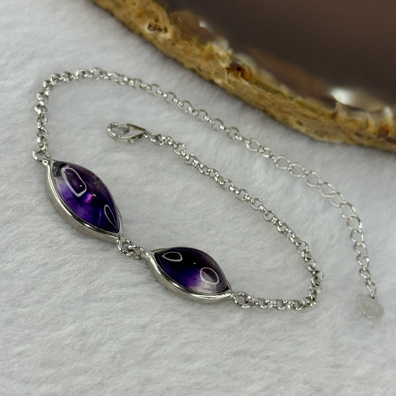 Above Average Natural Super 7 in S925 Sliver Bracelet 3.71g 15.0 by 7.2 by 5.8mm - Huangs Jadeite and Jewelry Pte Ltd