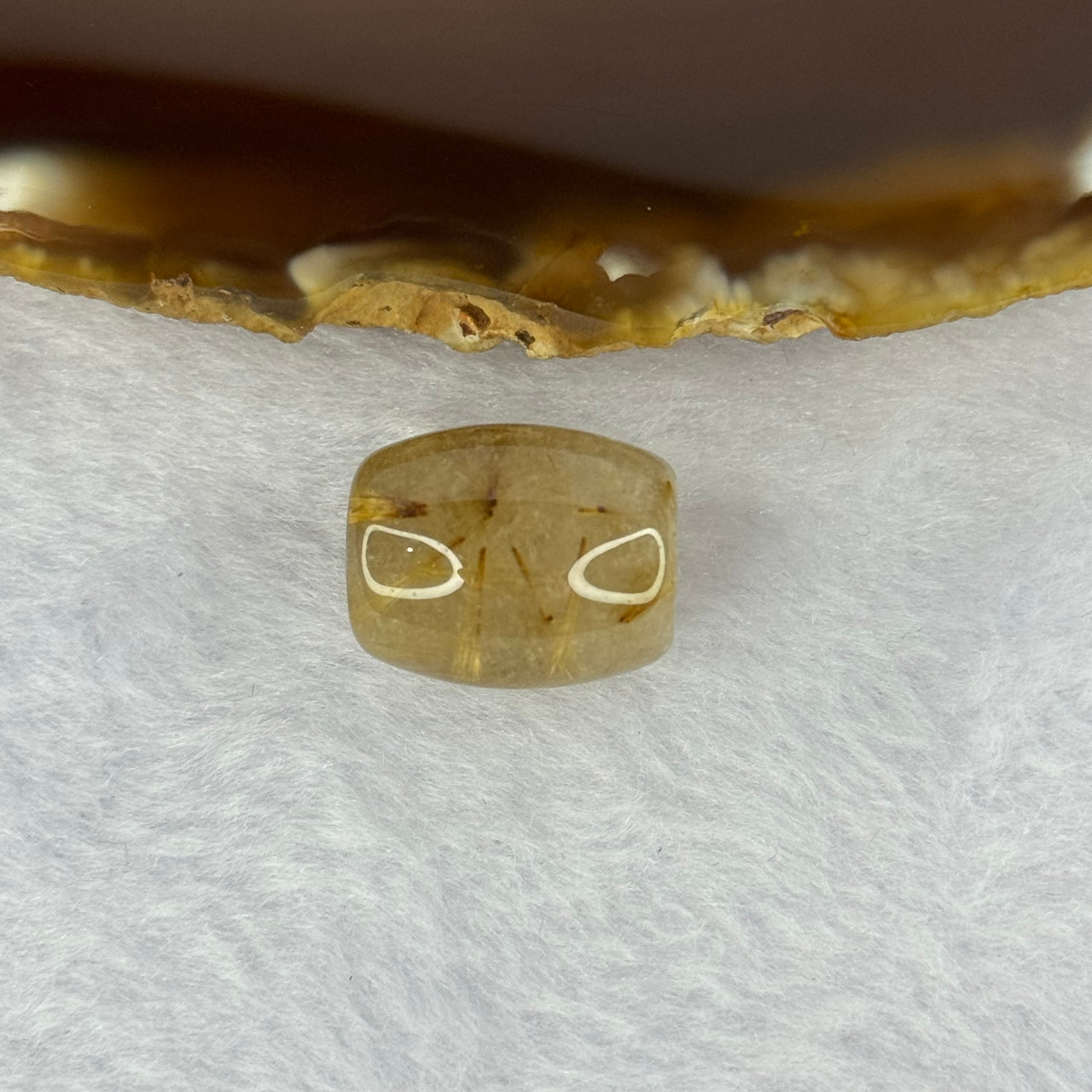 Natural Golden Rutilated Quartz Crystal Lulu Tong Barrel 5.43g 17.1 by 14.0mm - Huangs Jadeite and Jewelry Pte Ltd