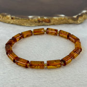 Natural Blood Flower Amber Lulutong Bracelet 天然血花琥珀手链 5.05g 16cm 10.3 by 6.3mm 15 Beads - Huangs Jadeite and Jewelry Pte Ltd