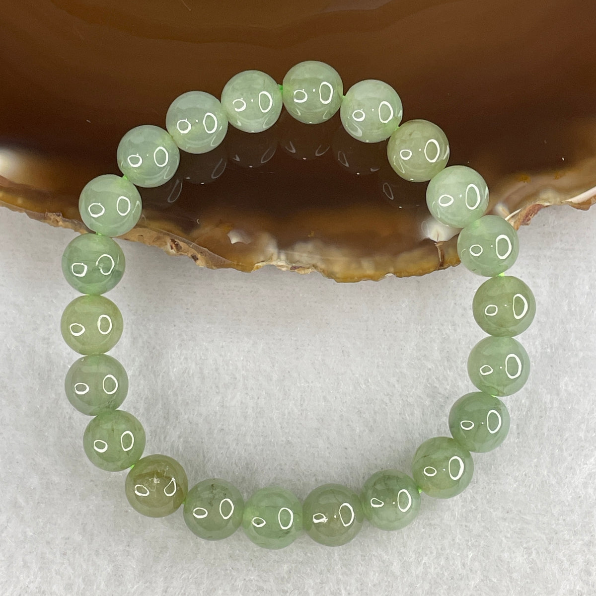Natural Type A Green Jadeite Beads Bracelet | 14cm Strand of 22 Beads 7.9mm (18.26g | Heart Chakra Harmony, Serenity & Abundance Shield)
