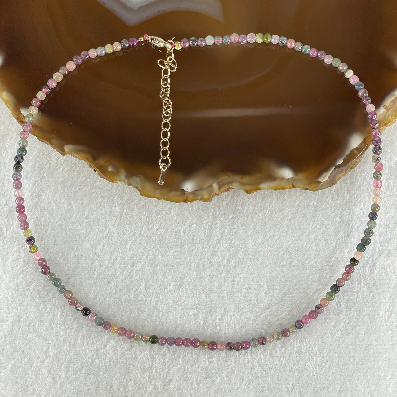 Natural Tourmaline Crystal Beads Necklace 5.83g 34cm 3.1mm 126Beads