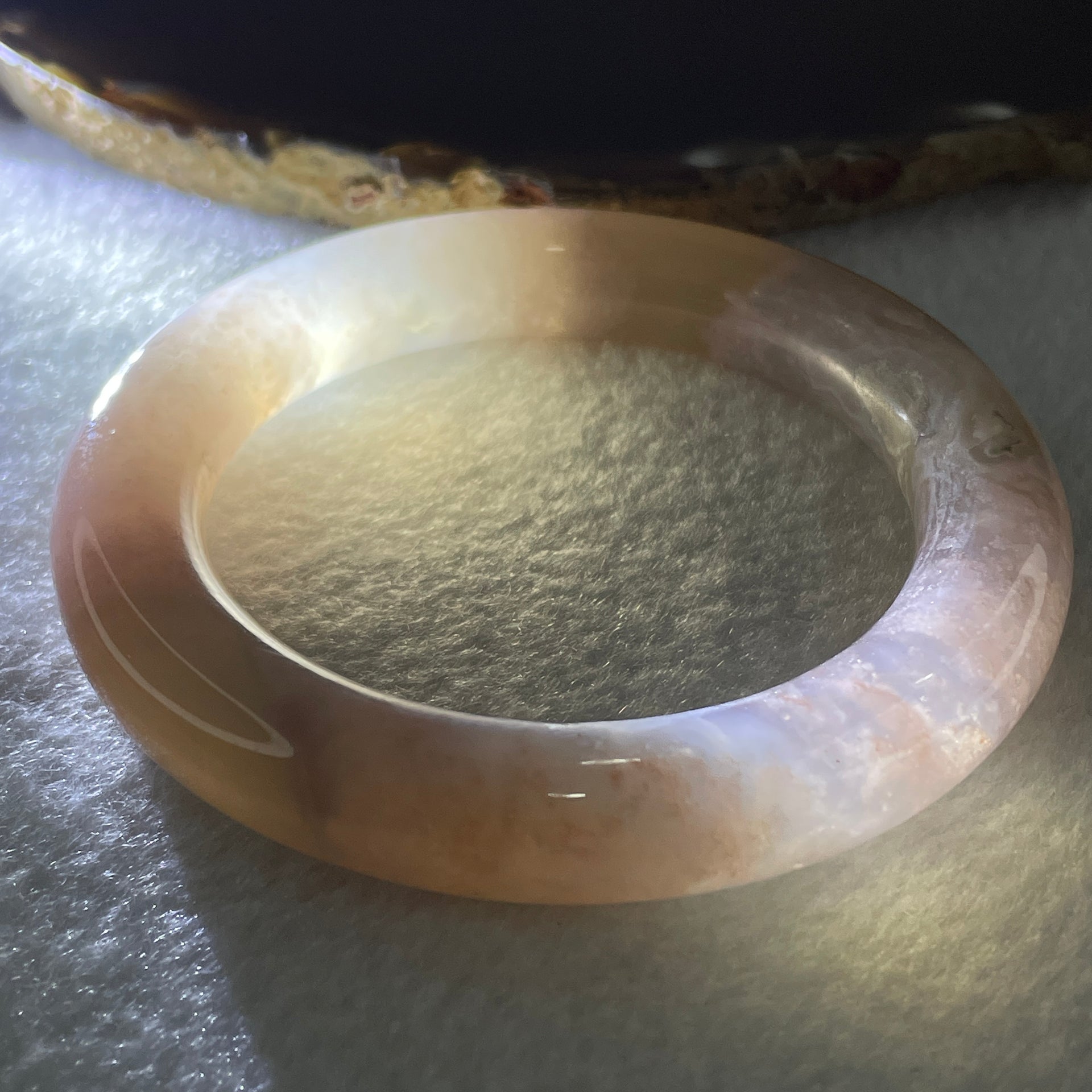Natural Pinkish Agate Bangle 64.57g Internal Diameter 57.2mm 12.0 by 12.3mm (Perfect) - Huangs Jadeite and Jewelry Pte Ltd