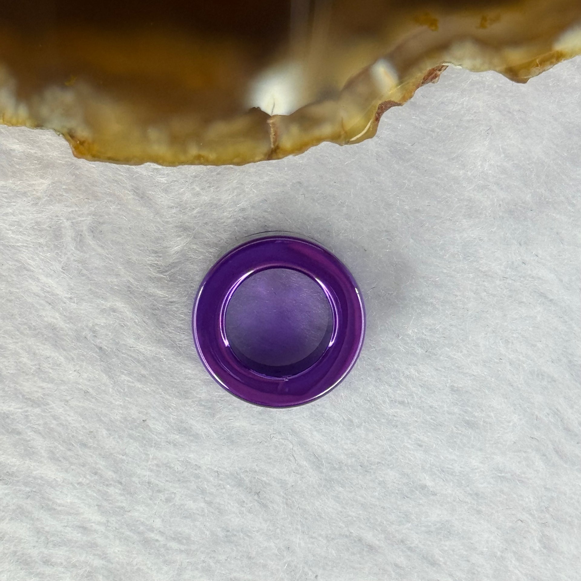 Natural Ammonite Stainless Steel Charm in Purple Color For Necklace / Bracelet 4.33g 14.6 by 6.7mm - Huangs Jadeite and Jewelry Pte Ltd