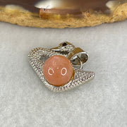 Natural Sunstone Bead with Crystals in S925 Sliver Swan Charm 3.31g 7.9mm - Huangs Jadeite and Jewelry Pte Ltd