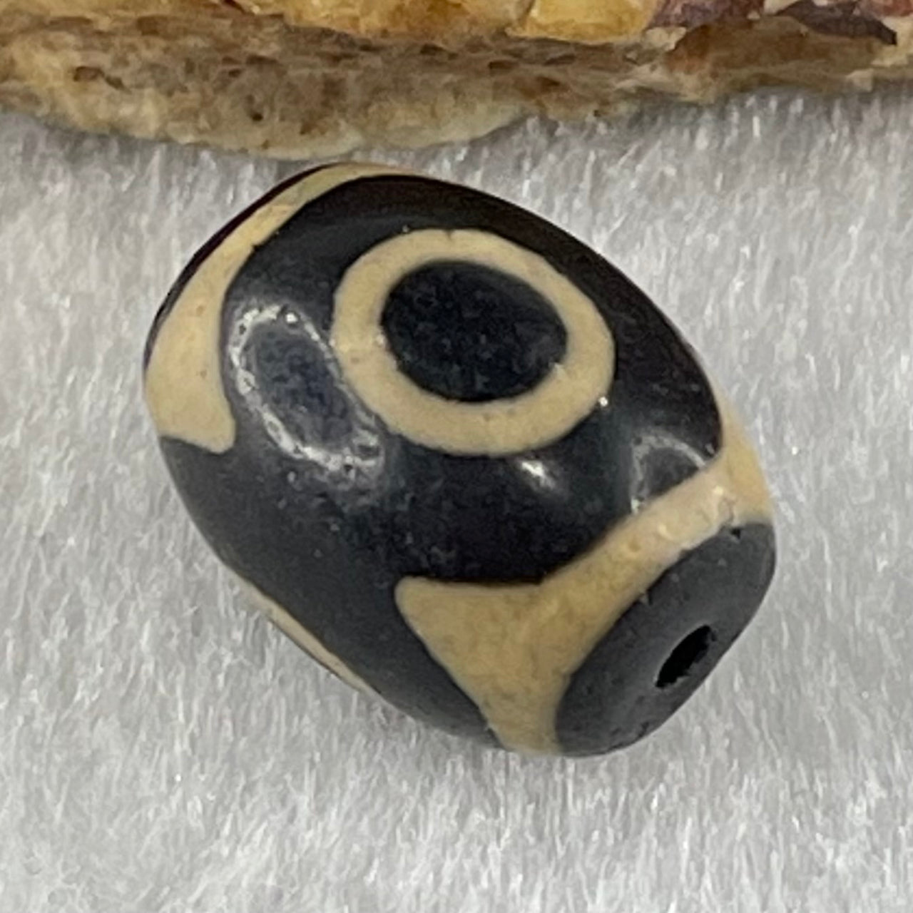 Natural Powerful Tibetan Old Oily Agate 3 Eyes Dzi Bead Heavenly Master (Tian Zhu) 三眼天诛 2.16g 13.7 by 10.4mm - Huangs Jadeite and Jewelry Pte Ltd