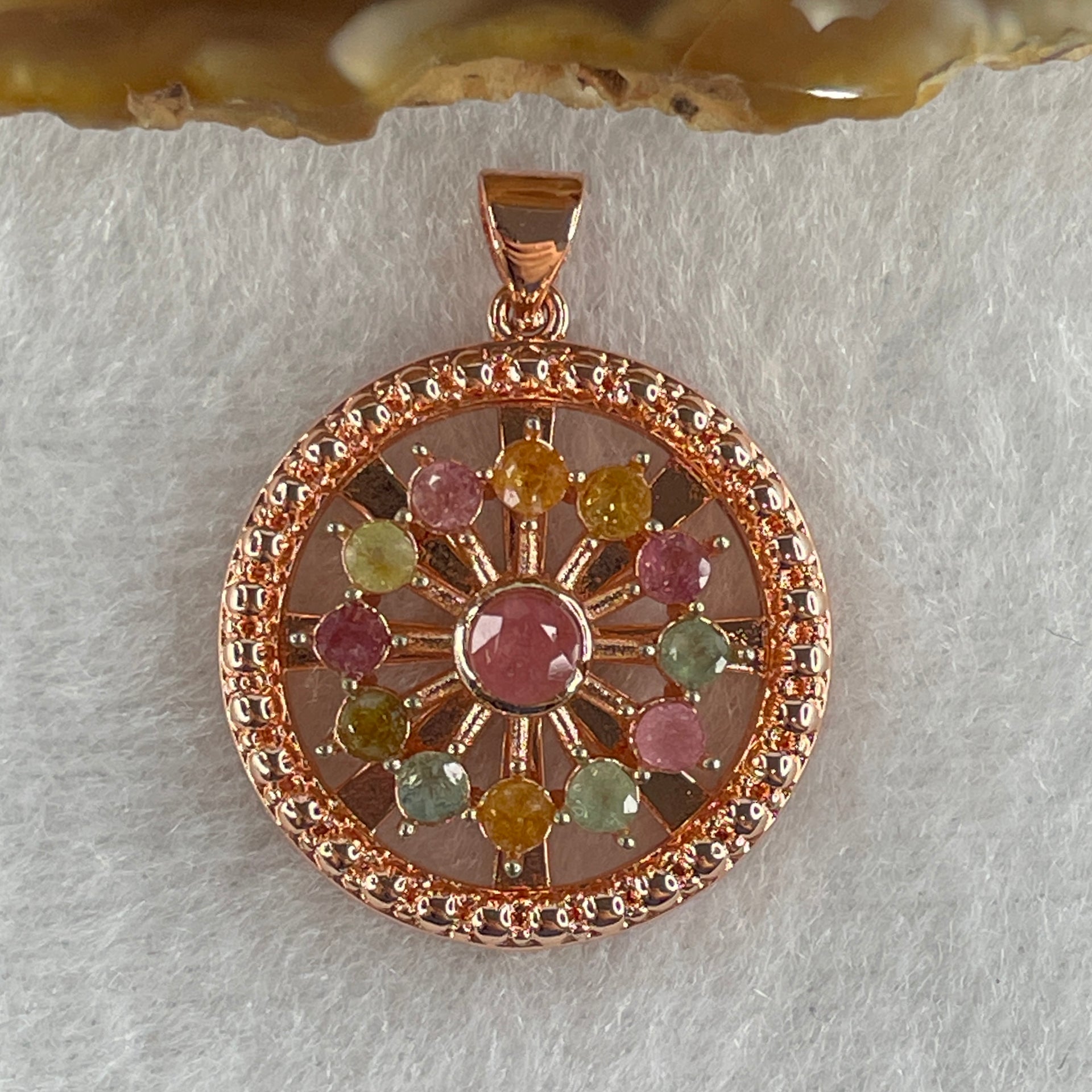 Natural Tourmaline Crystal in S925 Sliver Spinning Pendant 5.95g 3.8 by-1Pcs 3.5 by 1.0mm-12Pcs - Huangs Jadeite and Jewelry Pte Ltd