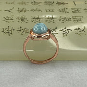 Natural Larimar in S925 Silver Rose Gold Color Ring (Adjustable Size) 2.56g 9.7 by 7.9 by 4.2mm - Huangs Jadeite and Jewelry Pte Ltd