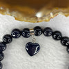 Natural Dark Blue Goldstone Bracelet 天然蓝砂石手链 17.71g 15cm 32.7 by 10.0 by 5.6mm 8.1mm 18 Beads - Huangs Jadeite and Jewelry Pte Ltd