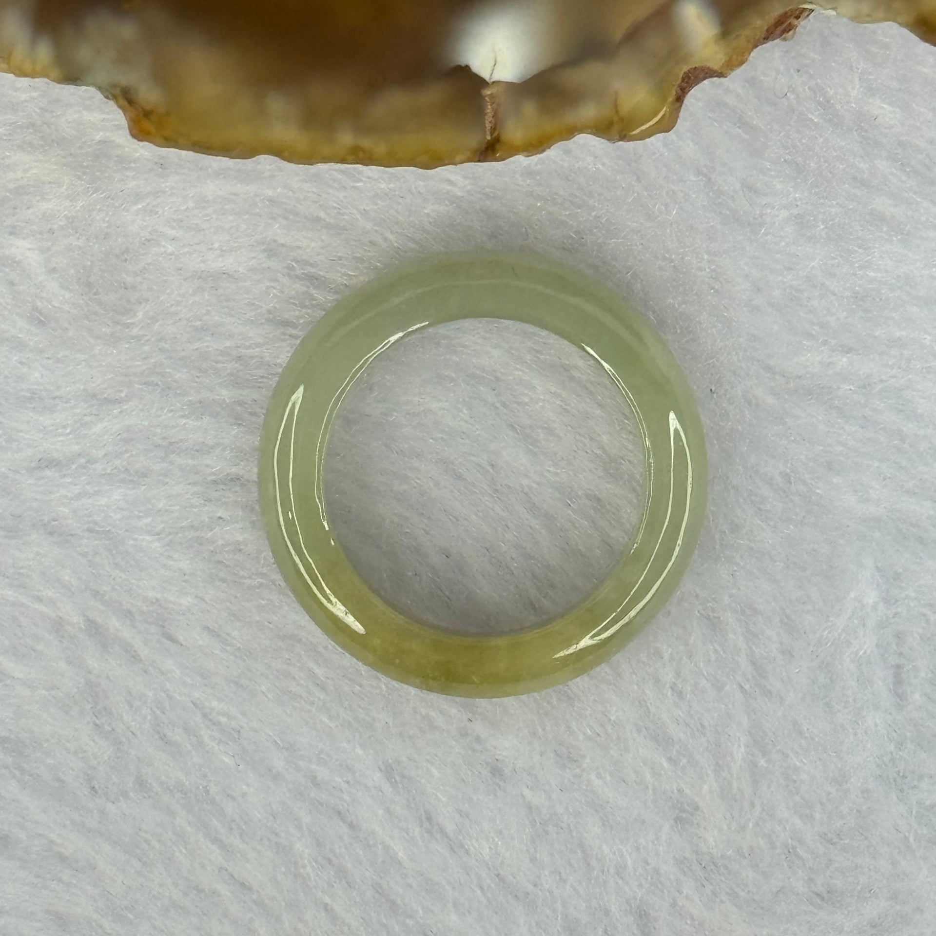Type A Green with Yellowish Brown Patches Jadeite Ring 2.37g 4.7 by 3.3mm US4.25 HK9 - Huangs Jadeite and Jewelry Pte Ltd