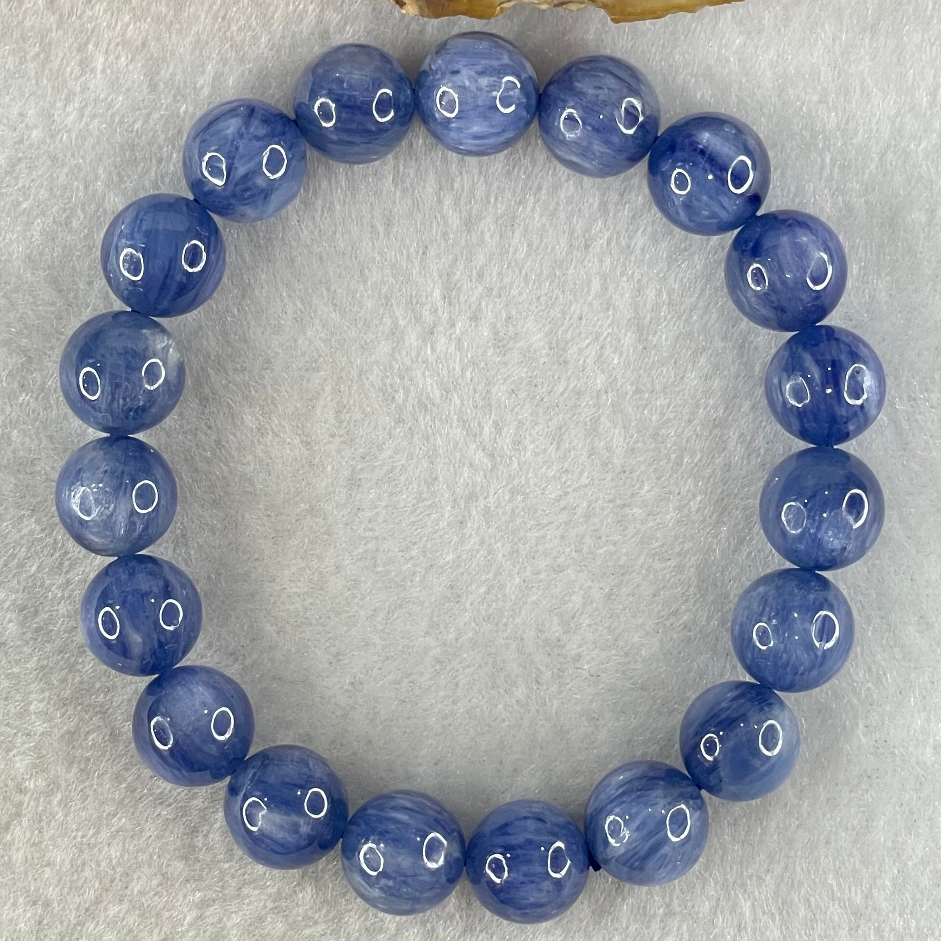 Natural Blue Kyanite Beads Bracelet 35.90g 15.5cm 10.3mm 19 Beads - Huangs Jadeite and Jewelry Pte Ltd