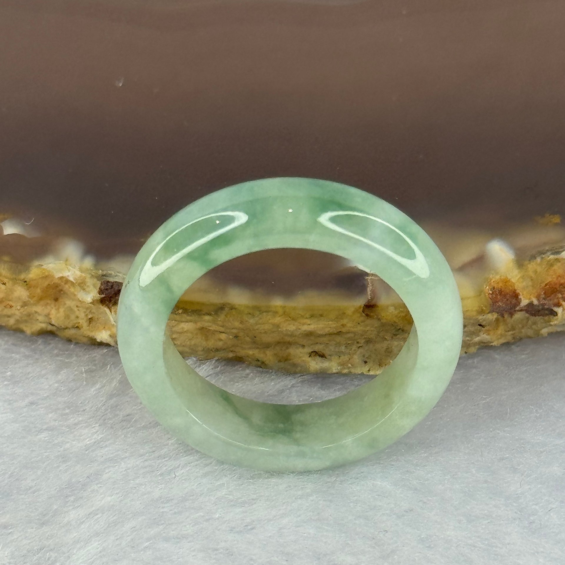 Type A Green Jadeite with Blueish Green Patches Ring 4.04g 5.8 by 3.5mm US7.5 HK16 - Huangs Jadeite and Jewelry Pte Ltd