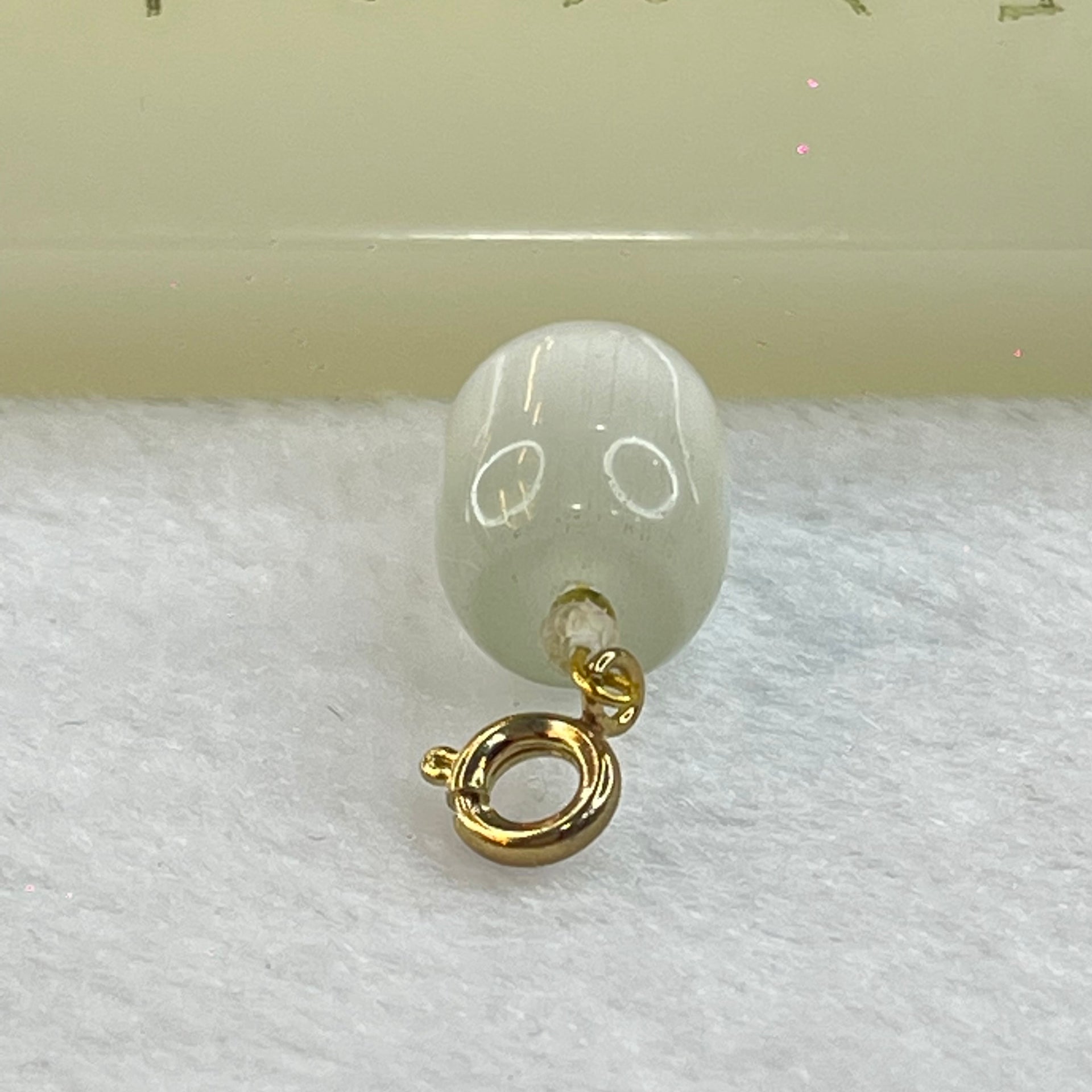 White Cat's Eye Glass Charm Pendent 2.63g 13.3 by 10.4mm - Huangs Jadeite and Jewelry Pte Ltd