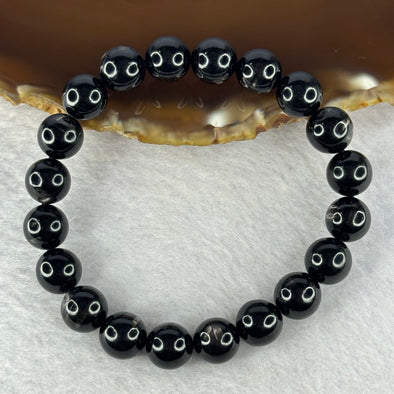 Natural Hypersthene Crystal Bracelet 天然金运石水晶手链 31.96g 16.5cm 9.6mm 20 Beads - Huangs Jadeite and Jewelry Pte Ltd