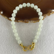 Natural Type A Jelly Light Green Jadeite Beads Bracelet | (24.96g | 20cm | 8.1mm x 24 Beads | Heart Chakra Radiance, "Ping An" Smooth Luck & Feng Shui Prosperity Catalyst) - Huangs Jadeite and Jewelry Pte Ltd