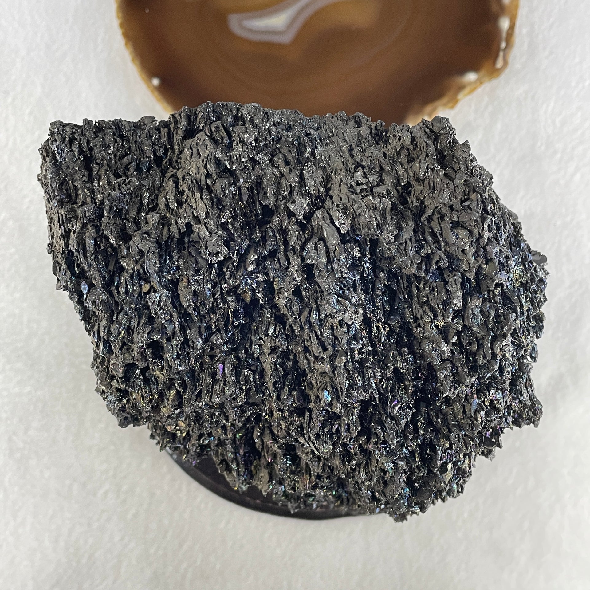Natural Black Moissanite Rough Display with Wooden Stand 1,419.6g by 145.0 by 140.0 by 135.0mm - Huangs Jadeite and Jewelry Pte Ltd