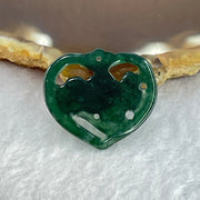 Type A Dark Blueish Green Jadeite Heart Shape with Twin Ducks Pendant for Better Relationship and Love 2.17g 24.5 by 21.7 by 3.0mm - Huangs Jadeite and Jewelry Pte Ltd