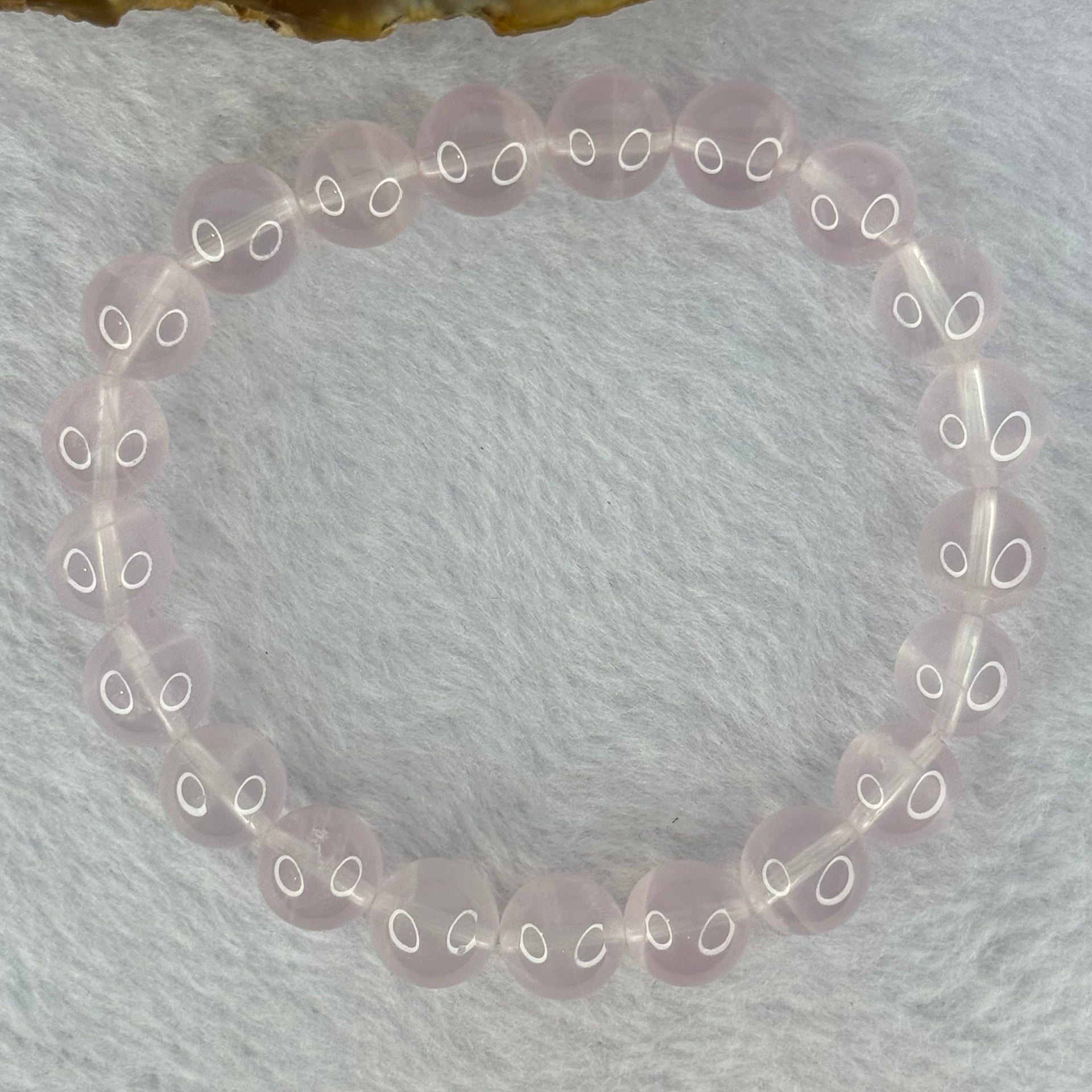 Natural Rose Quartz Beads Bracelet 天然玫瑰石英珠手链 25.93g 16.5cm 9.9mm 21 Beads - Huangs Jadeite and Jewelry Pte Ltd