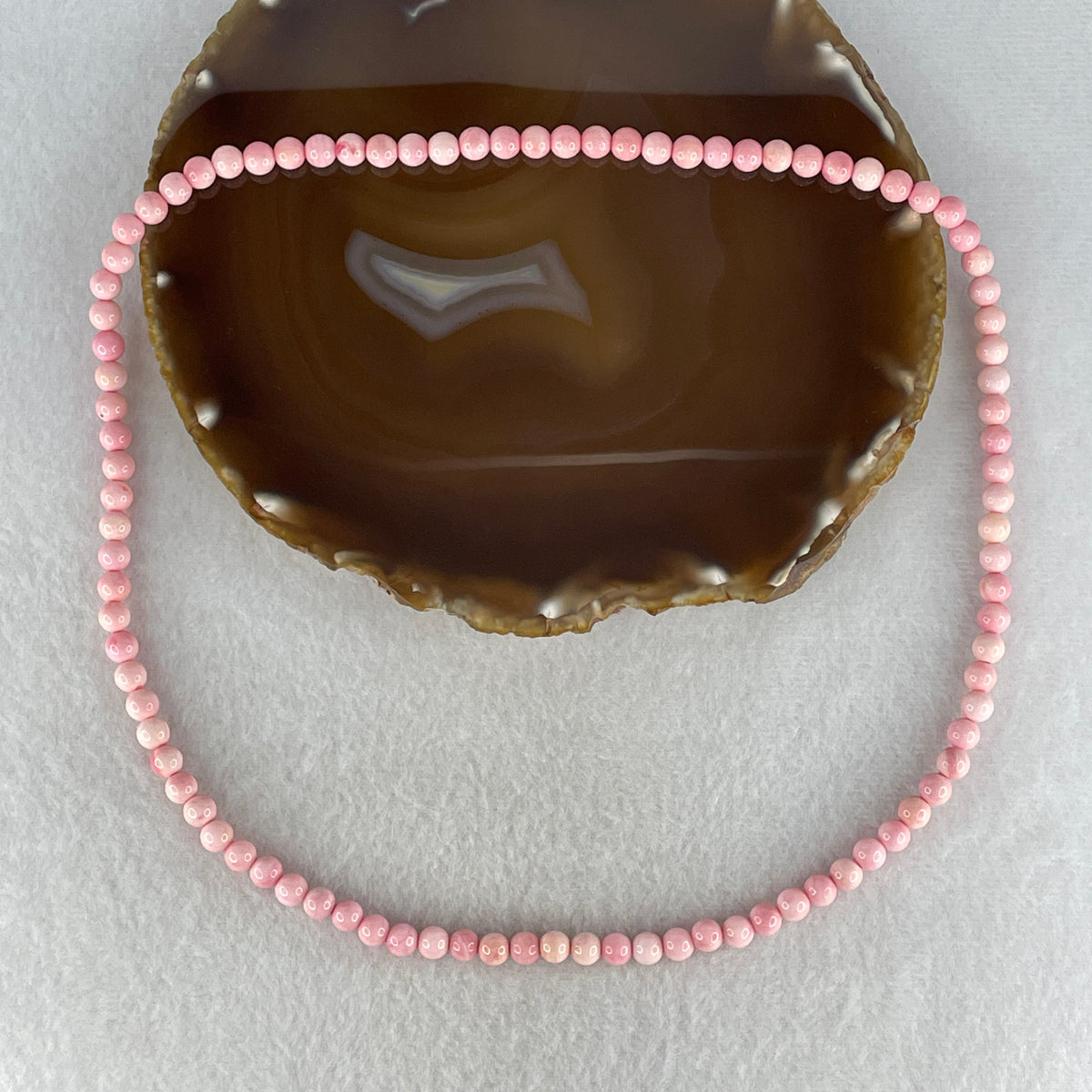 Certified Very Good Grade Natural Pink Queen Shell Beads Necklace | 6.3mm Radiant Mother of Pearl Mala Amulet (36.53g | 54cm Length | 95 Beads)