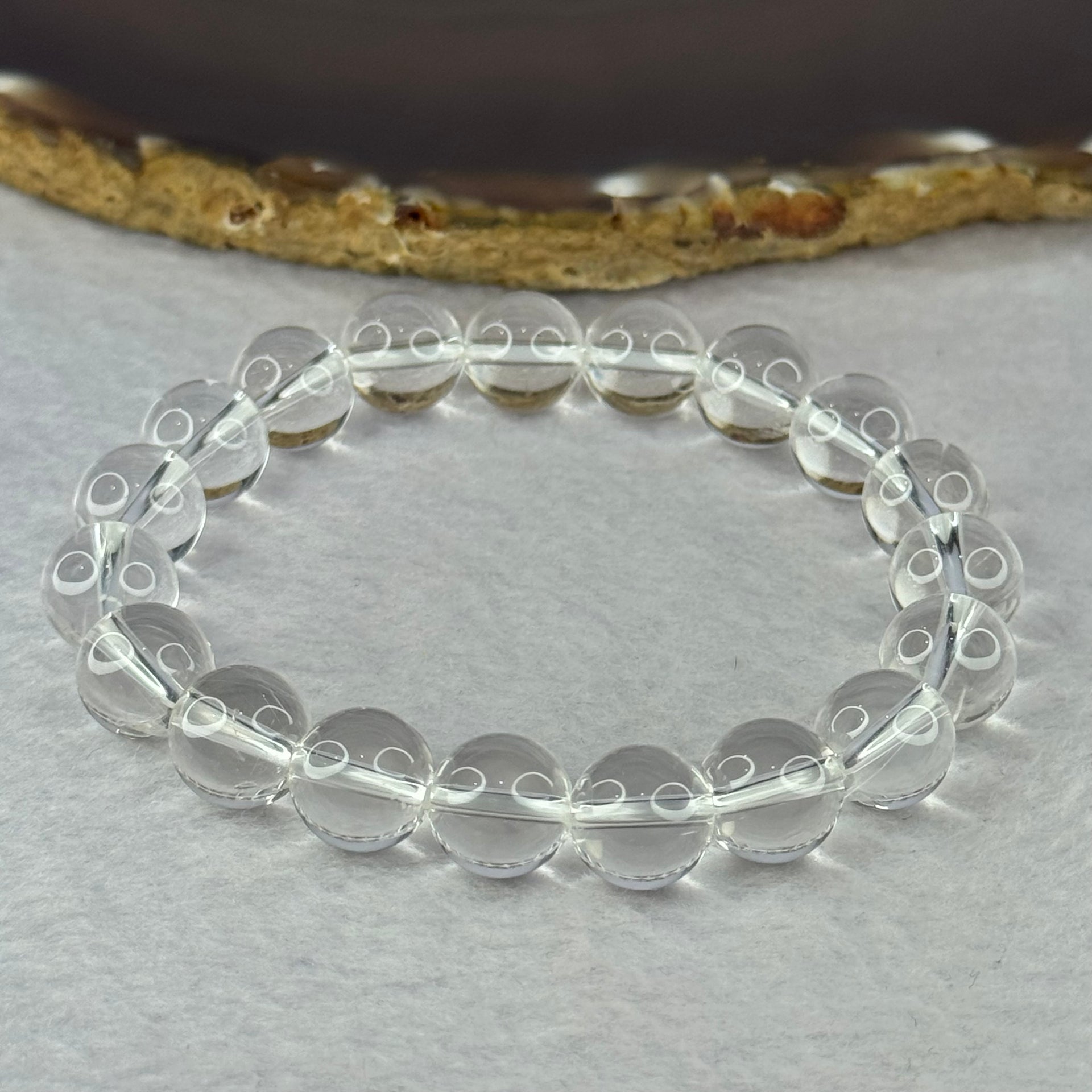 Natural Clear Quartz Bracelet 天然白水晶手链 30.47g 17cm 10.6mm 19 Beads - Huangs Jadeite and Jewelry Pte Ltd