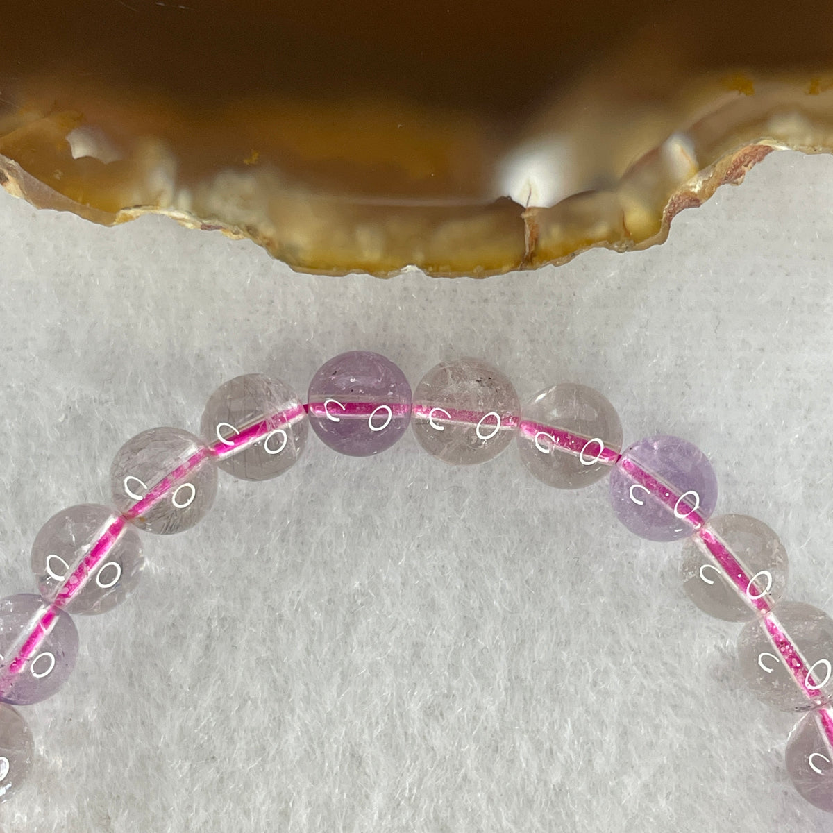 Certified Entry-Grade Natural Super 7 Crystal Beads Bracelet | Ultra-Sleek Delicate Layering Strand | Authentic Sacred Seven Multi-Mineral Inclusions Quartz Spiritual Catalyst & Auric Shield Bracelet (11.97g | 16cm Length | 6.8mm | 28 Beads)
