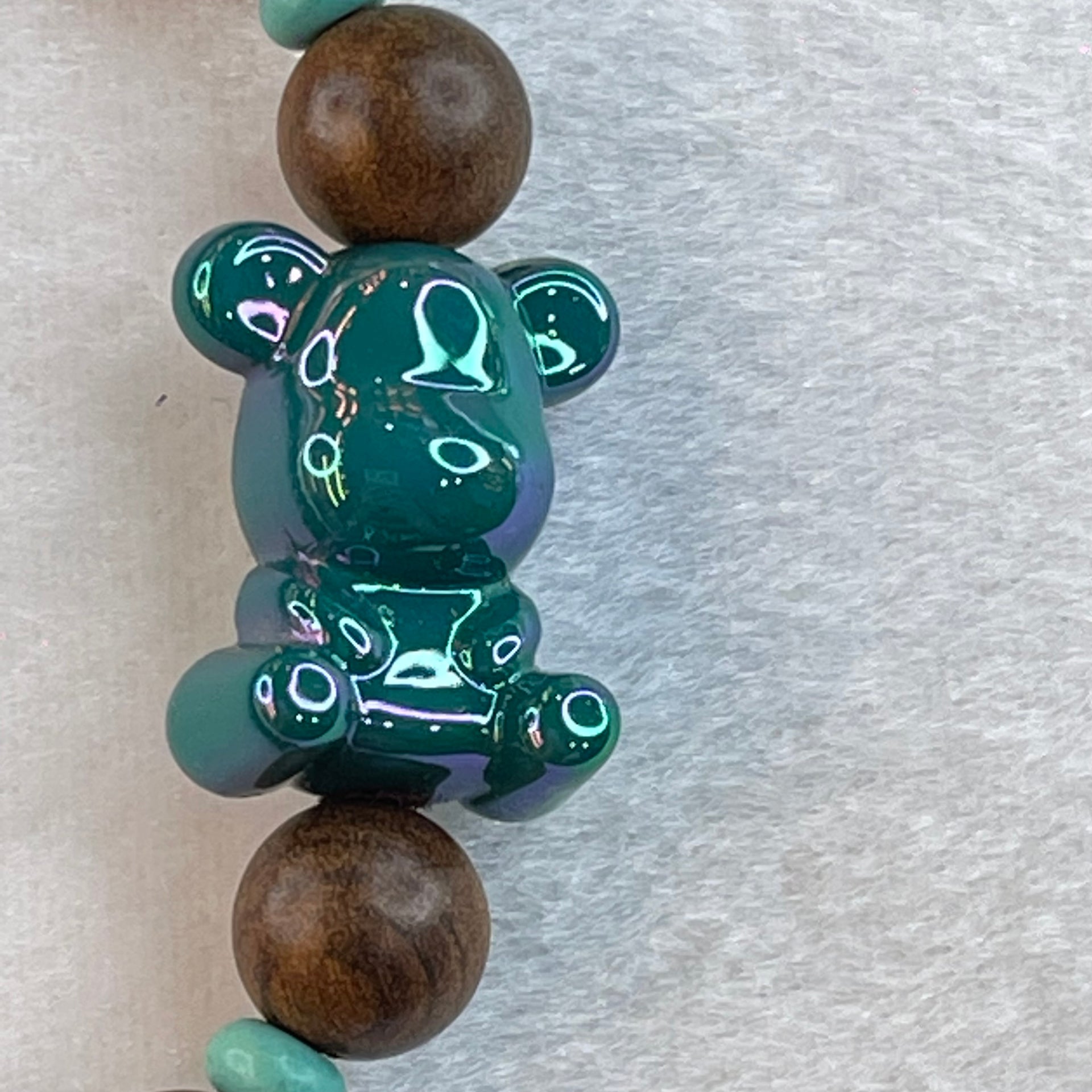Natural Rosewood Beads Bracelet with Bear Charm 11.95g 16cm 10.3mm 16 Beads - Huangs Jadeite and Jewelry Pte Ltd