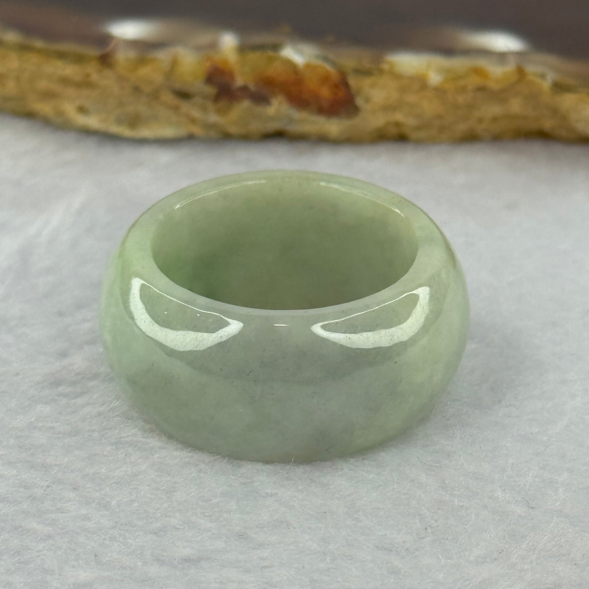 Type A Green with Lavender Jadeite Ring 11.09g 12.8 by 4.5mm US10.5 HK23.5 (Slight External Rough? - Huangs Jadeite and Jewelry Pte Ltd