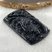 Type A Opaque to Partial Translucent Black Omphacite Jadeite Zhong Kui Pendant 27.73g 61.3 by 37.4 by 8.9mm - Huangs Jadeite and Jewelry Pte Ltd