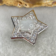 Type A Semi Icy Light Lavender Cabochon Jadeite in S925 Sliver Star with Crystal Charm 2.39g 7.9 by 6.9 by 4.0mm - Huangs Jadeite and Jewelry Pte Ltd