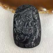 Type A Opaque to Partial Translucent Black Omphacite Jadeite Pixiu Pendant 23.77g 63.4 by 40.9 by 8.3mm - Huangs Jadeite and Jewelry Pte Ltd