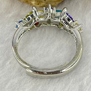 Multi Color Cubic Zirconia in Sliver Ring (Adjustable Size) 2.61g 6.4 by 4.5 by 2.2mm - Huangs Jadeite and Jewelry Pte Ltd