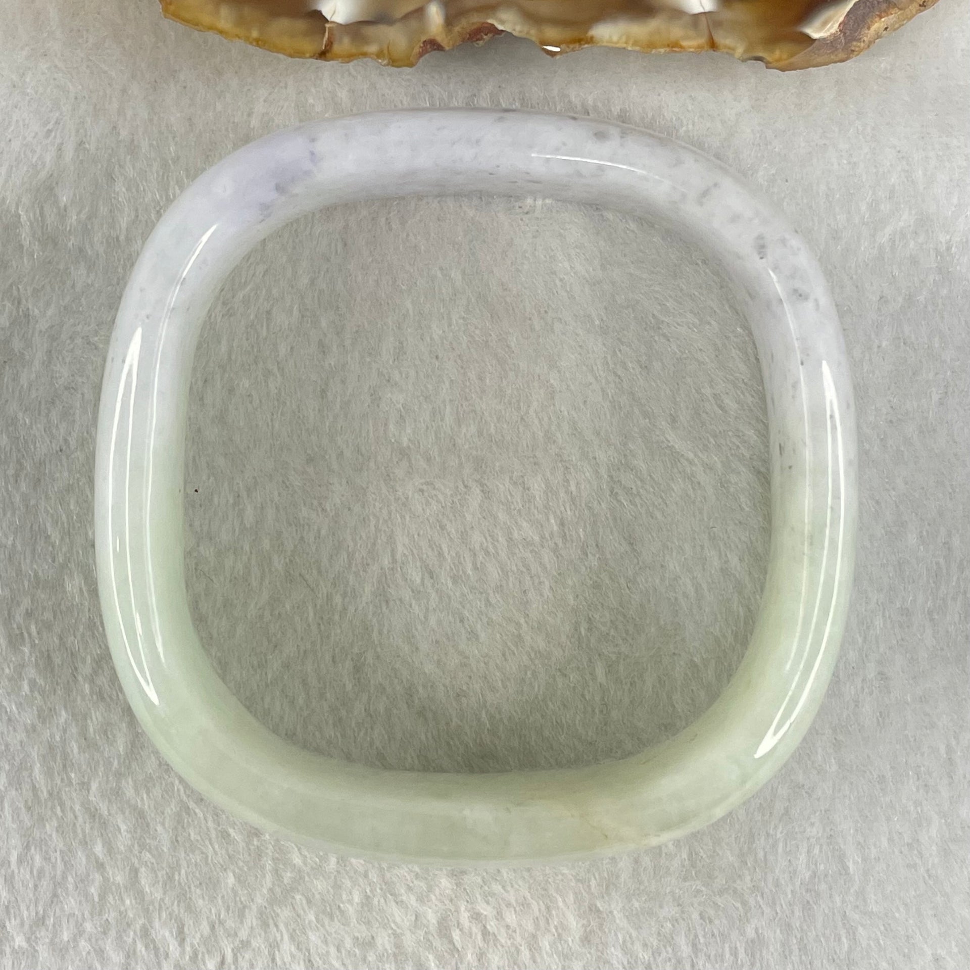 Pre-Love Type A Lavender Green Jadeite Square Shape Bangle 79.08g Inner Diameter 54.9mm 20.1 by 7.2mm (Close to Perfect) - Huangs Jadeite and Jewelry Pte Ltd