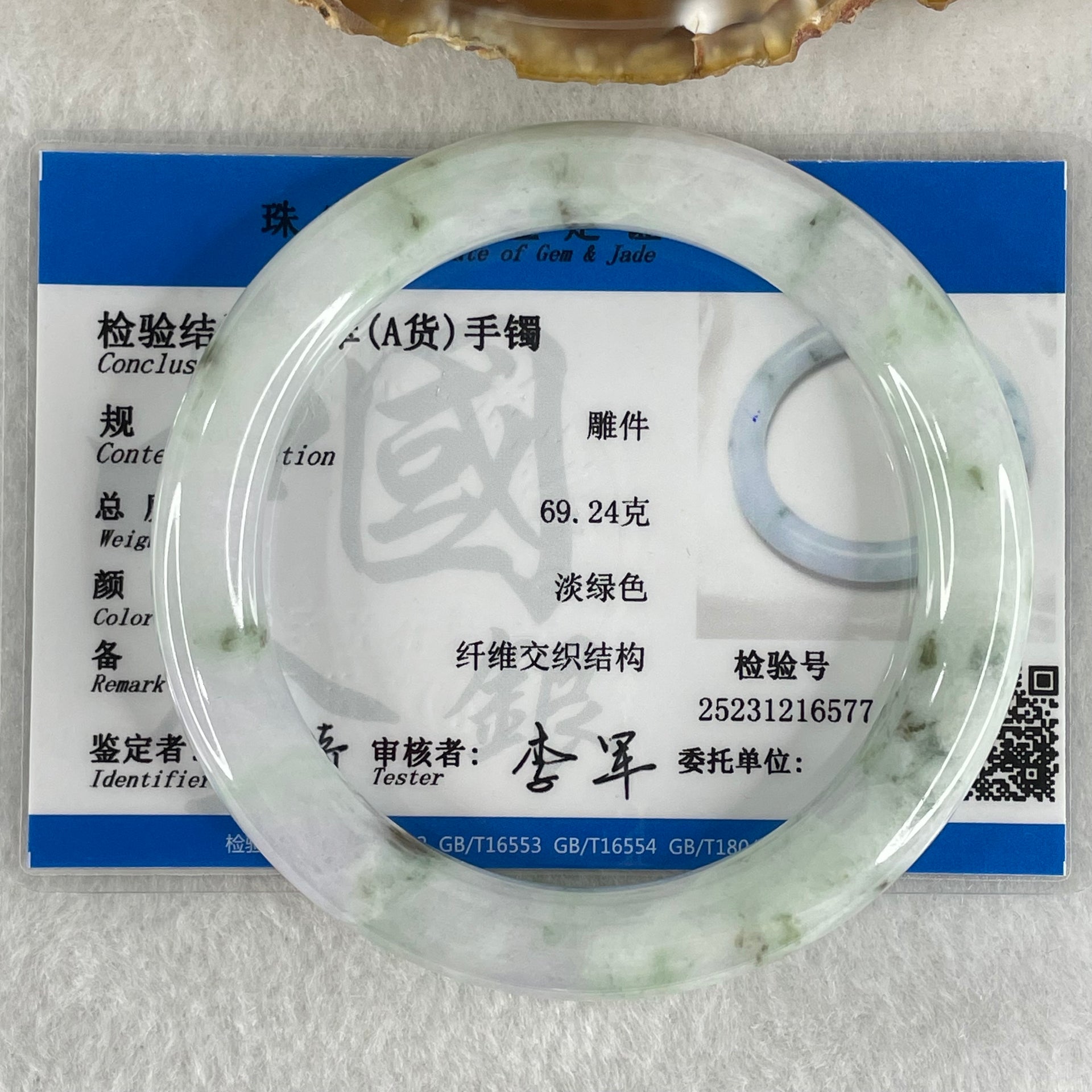 Type A Light Green Light Lavender with Green piao Hua Floral Jadeite Bangle 49.06g Inner Diameter 56.6mm 9.8 by 10.1mm (Slight Internal Line) - Huangs Jadeite and Jewelry Pte Ltd