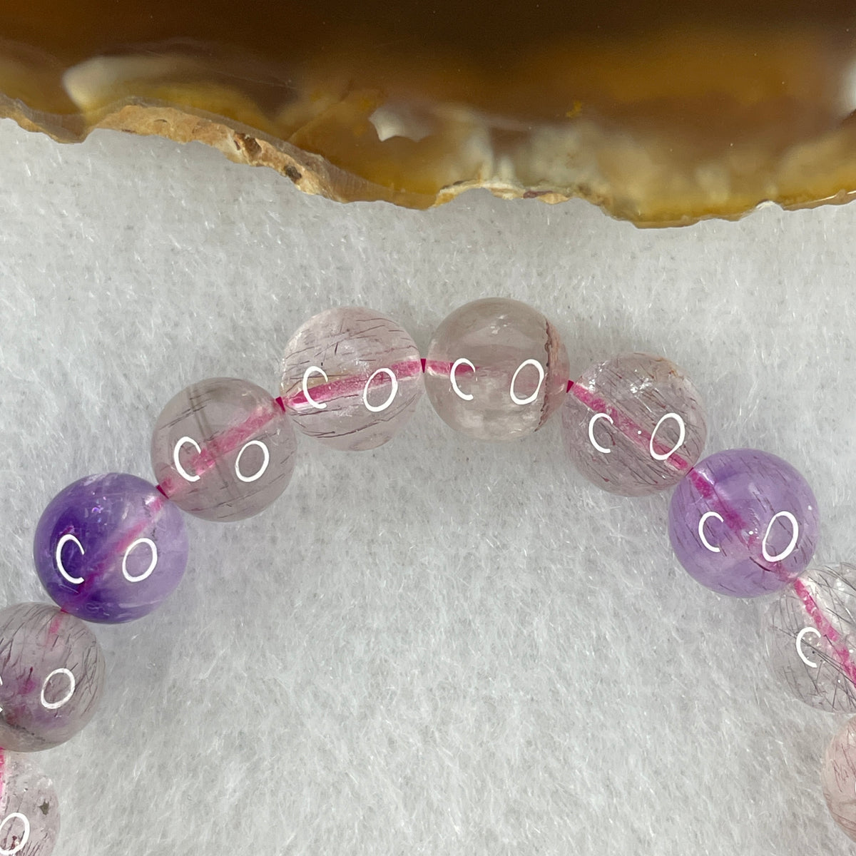 Certified Above Average Grade Natural Super 7 Crystal Beads Bracelet | 8.4mm Sacred 7-Mineral Synergy Power (17.65g | 15.5cm Wrist Sizing | 23 Beads)