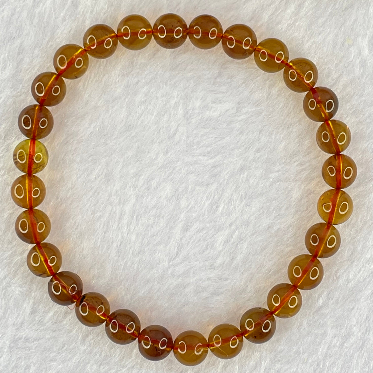 Natural Purple Amber Beads Bracelet 天然紫蜜琥珀手链 4.28g 15.5cm 6.6mm 28 Beads - Huangs Jadeite and Jewelry Pte Ltd