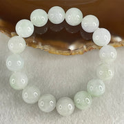Type A Light Green Jadeite Beads Bracelet 46.38g 15cm 12.2mm 16 Beads - Huangs Jadeite and Jewelry Pte Ltd