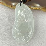 Type A Semi Icy Light Green Jadeite Benefactor on Lotus Flower Pendent 16.22g 52.1 by 26.5 by 7.9mm - Huangs Jadeite and Jewelry Pte Ltd
