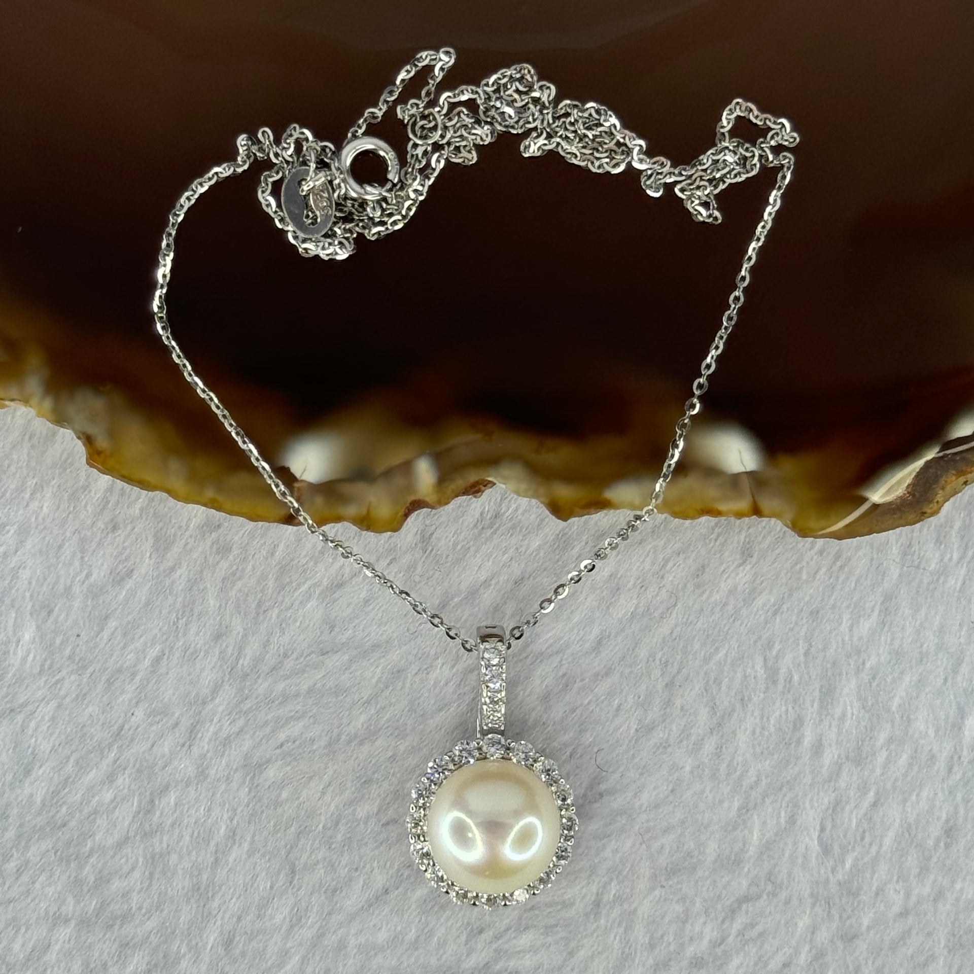 Natural Pearl in S925 Sliver Multi Purpose Pendant Clasp in S925 Silver Necklace 4.52g 10.5mm - Huangs Jadeite and Jewelry Pte Ltd