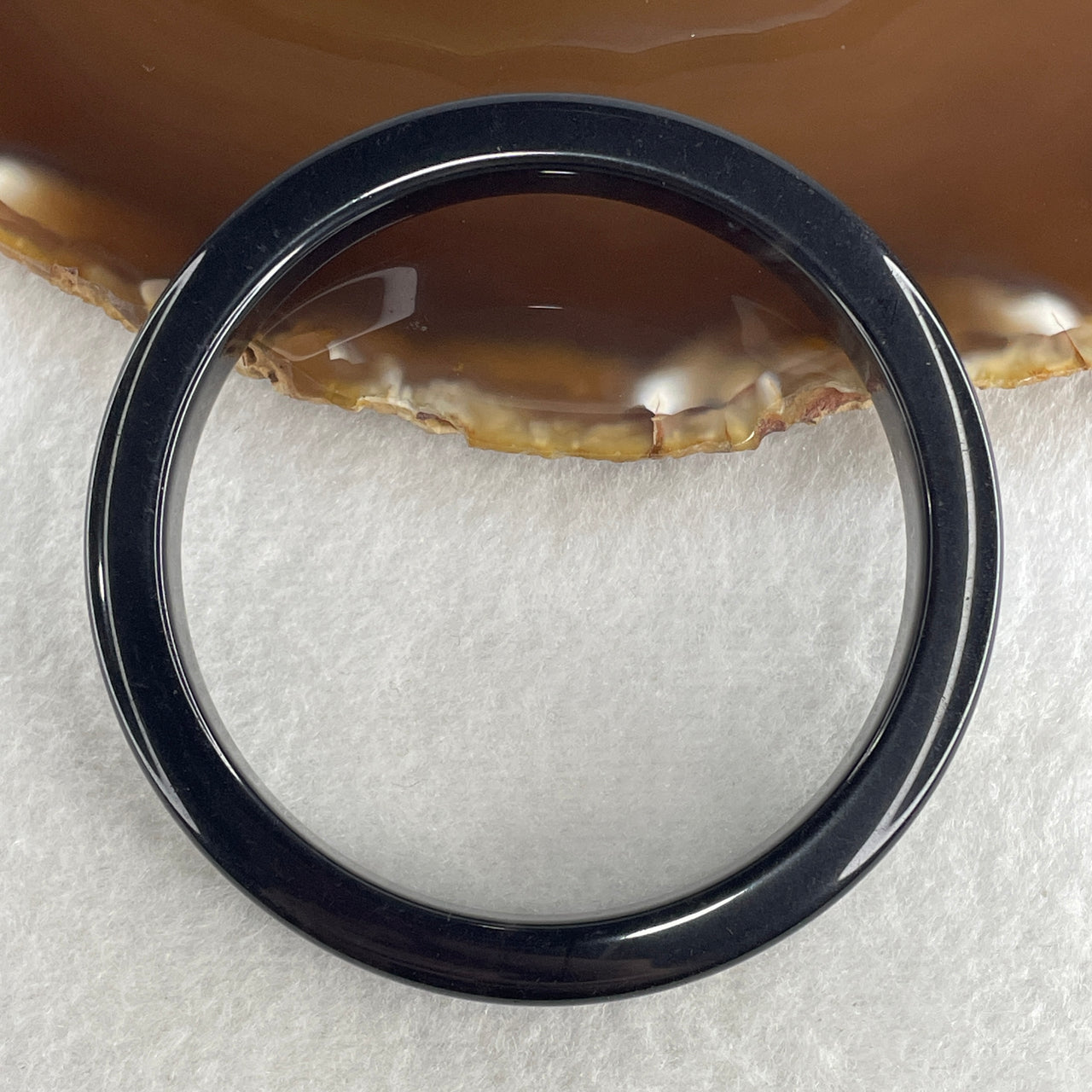 Natural Cats Eye Black Obsidian Bangle 29.46g Inner Diameter 57.7mm 9.8 by 7.2mm (Perfect)