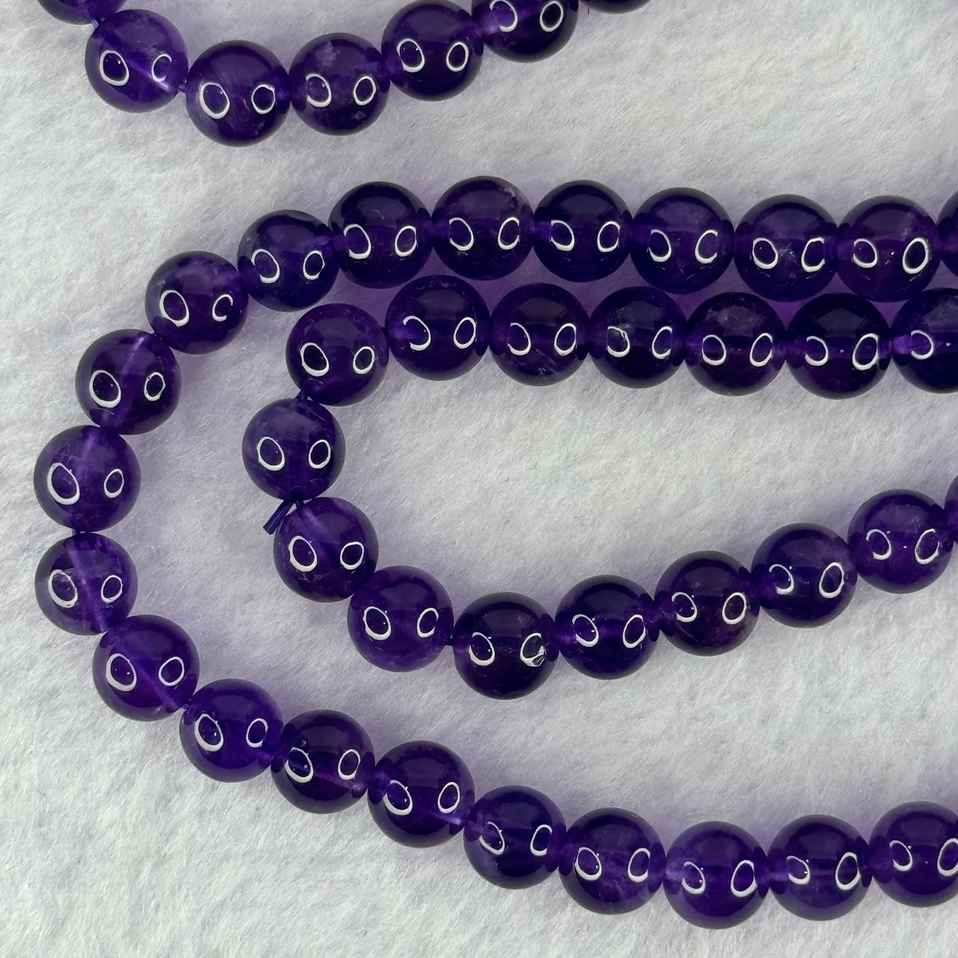 Good Grade Natural Amethyst Necklace 45.90g 53cm 7.9mm 73 Beads - Huangs Jadeite and Jewelry Pte Ltd