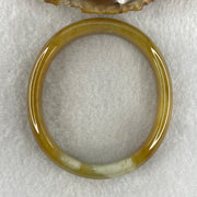 Type A Natural Intense Brownish Yellow Jadeite Oval Bangle 30.33g Inner Diameter 52.7mm 11.0 by 6.5mm (Very Slight Internal Lines) - Huangs Jadeite and Jewelry Pte Ltd